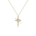 Regal Spin Cross Crown Necklace